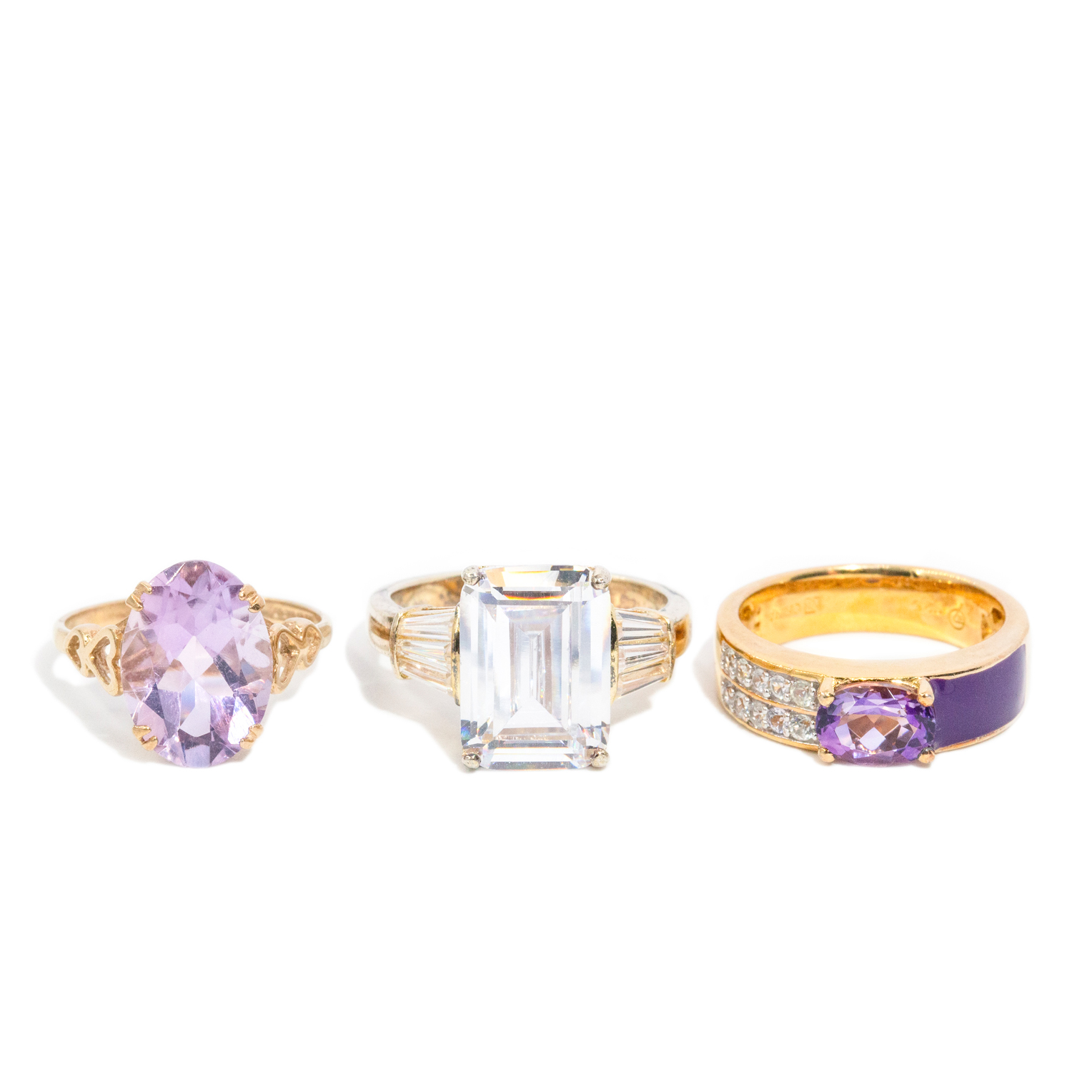 9ct Yellow Gold and Gilded '925' Silver Ring Set