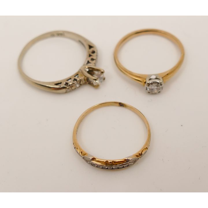 3pc Vintage 14K & Diamond Rings- 5.2g TW