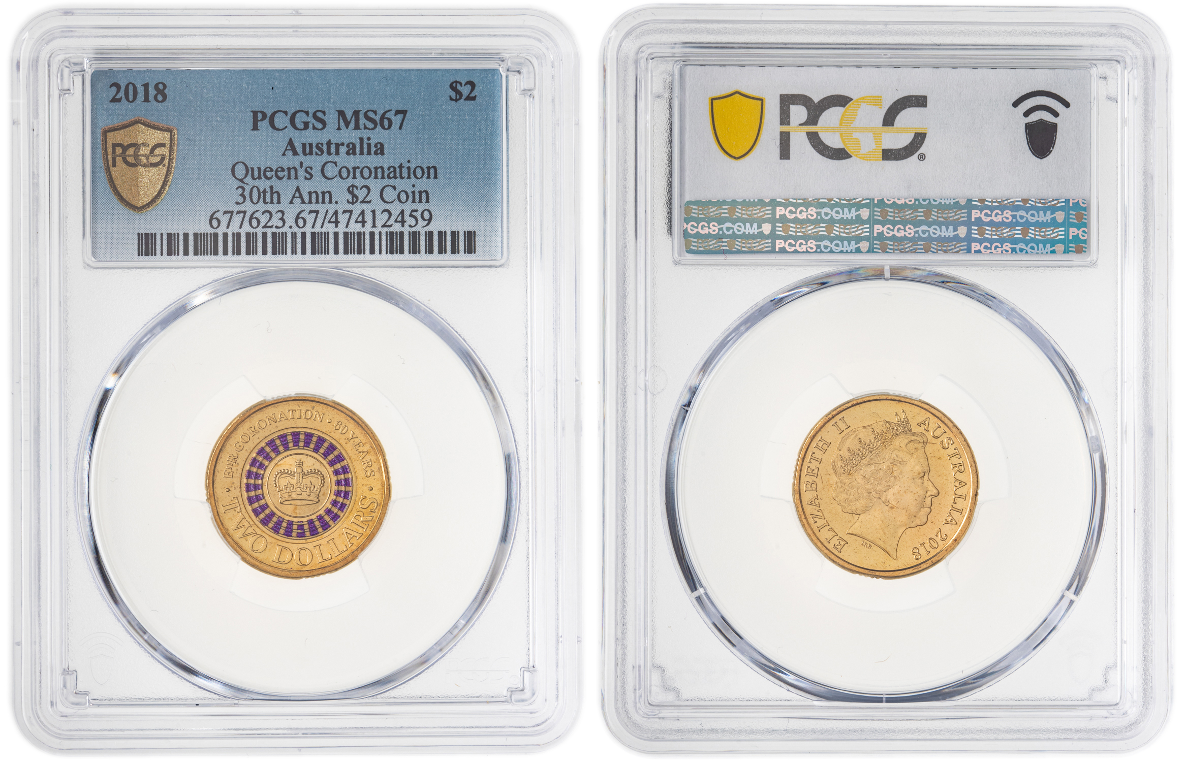 Elizabeth II, Queen's Coronation 30th Ann. $2 Coin, Two Dollar, 2018, PCGS MS67