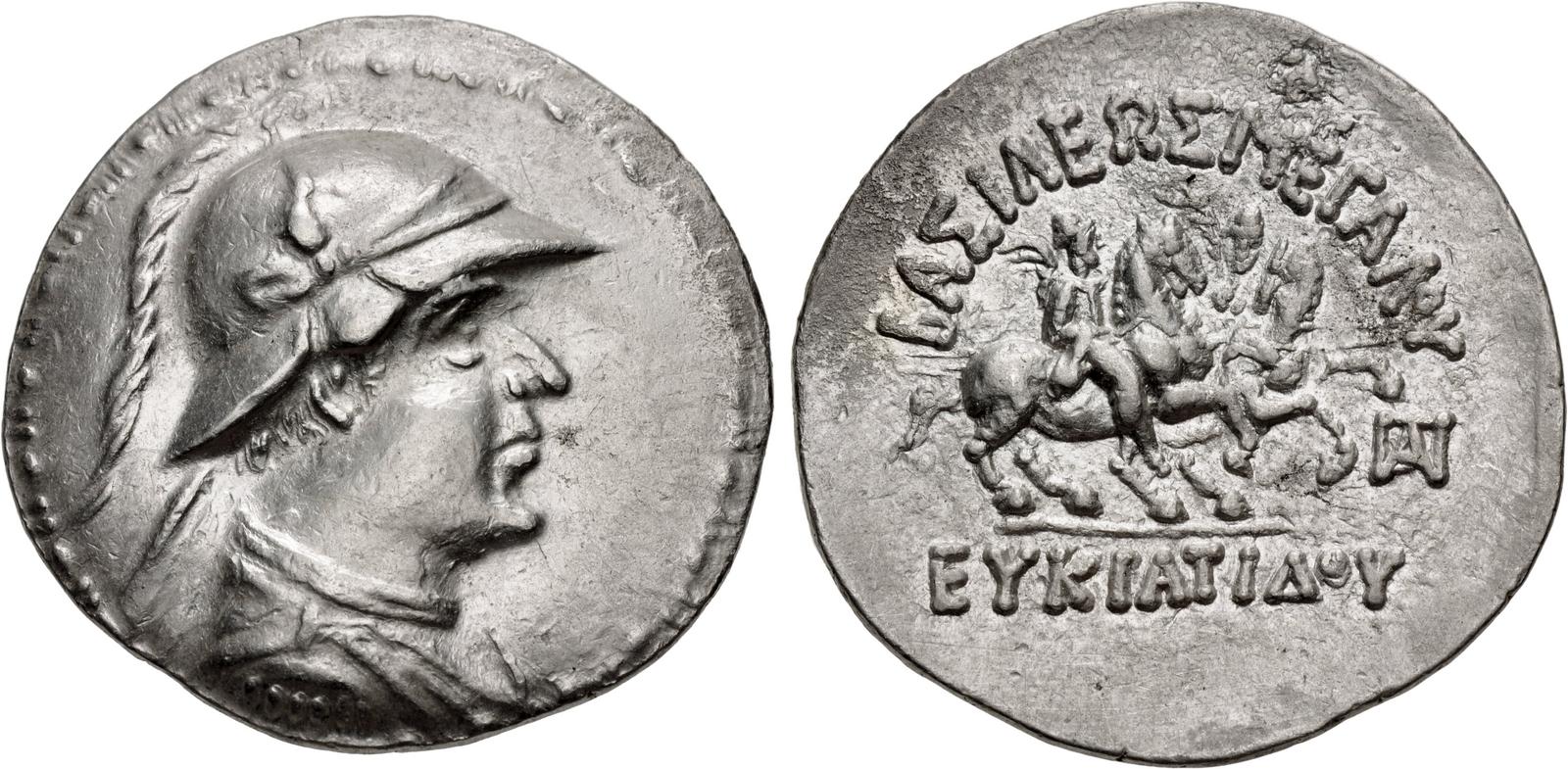 BAKTRIA, Greco-Baktrian Kingdom. Eukratides I Megas. Circa 170-145 BC ...