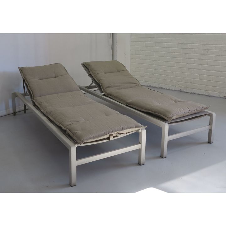 PAIR OF ALUMINIUM SUN LOUNGERS