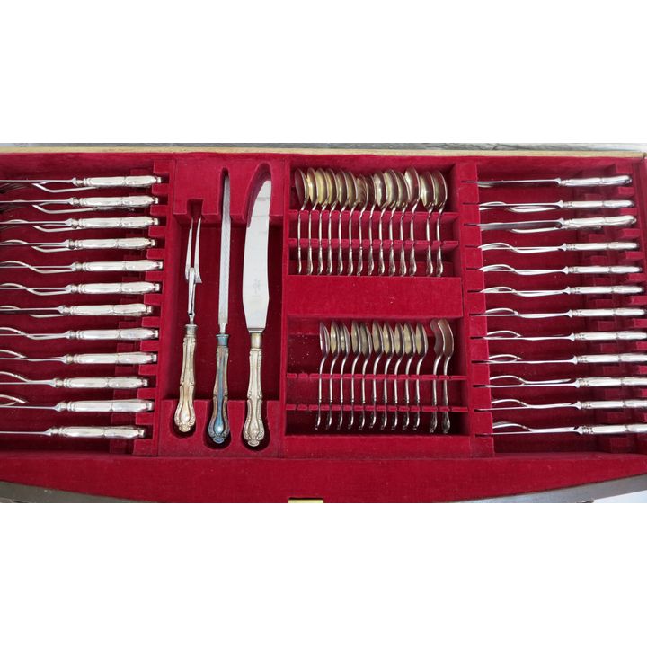CANTEEN OF SILVERPLATED CUTLERY IN CABINET - 215 piece