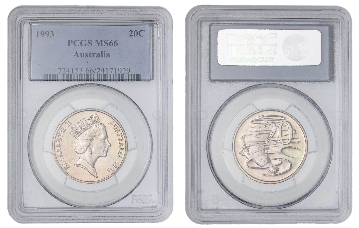 Elizabeth II, Twenty Cent, 1993, PCGS MS66