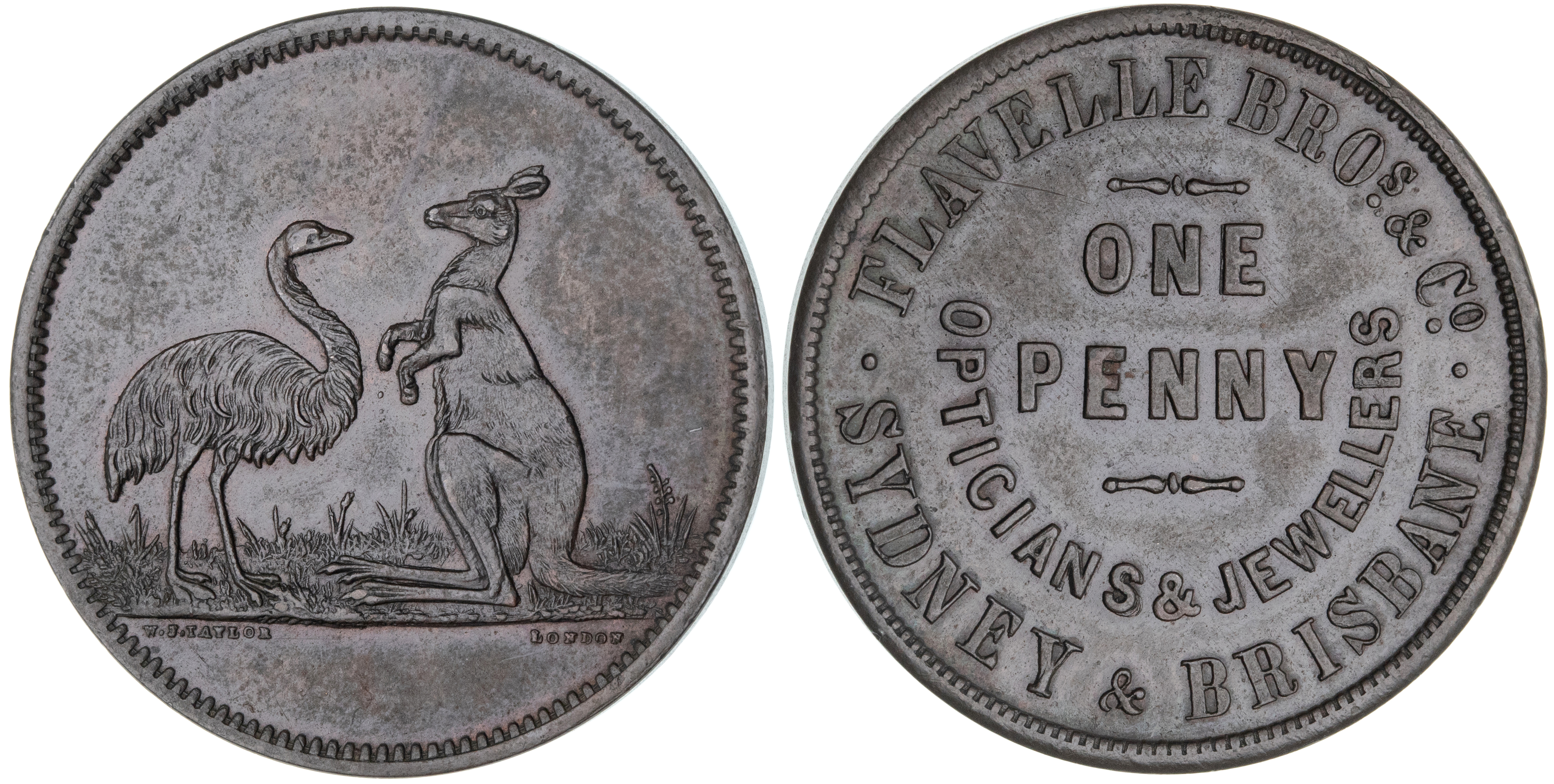 Brisbane, Queensland, Flavelle Bros, Penny, ND, aUNC