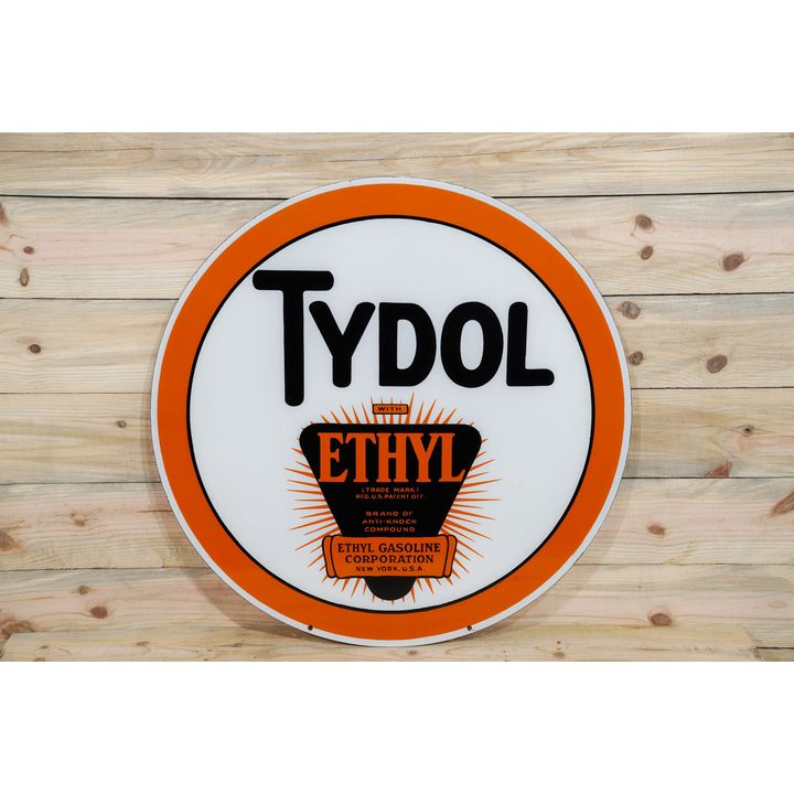 30" Tydol w/ Ethyl Logo Double Sided Porcelain Sign TAC 9.75