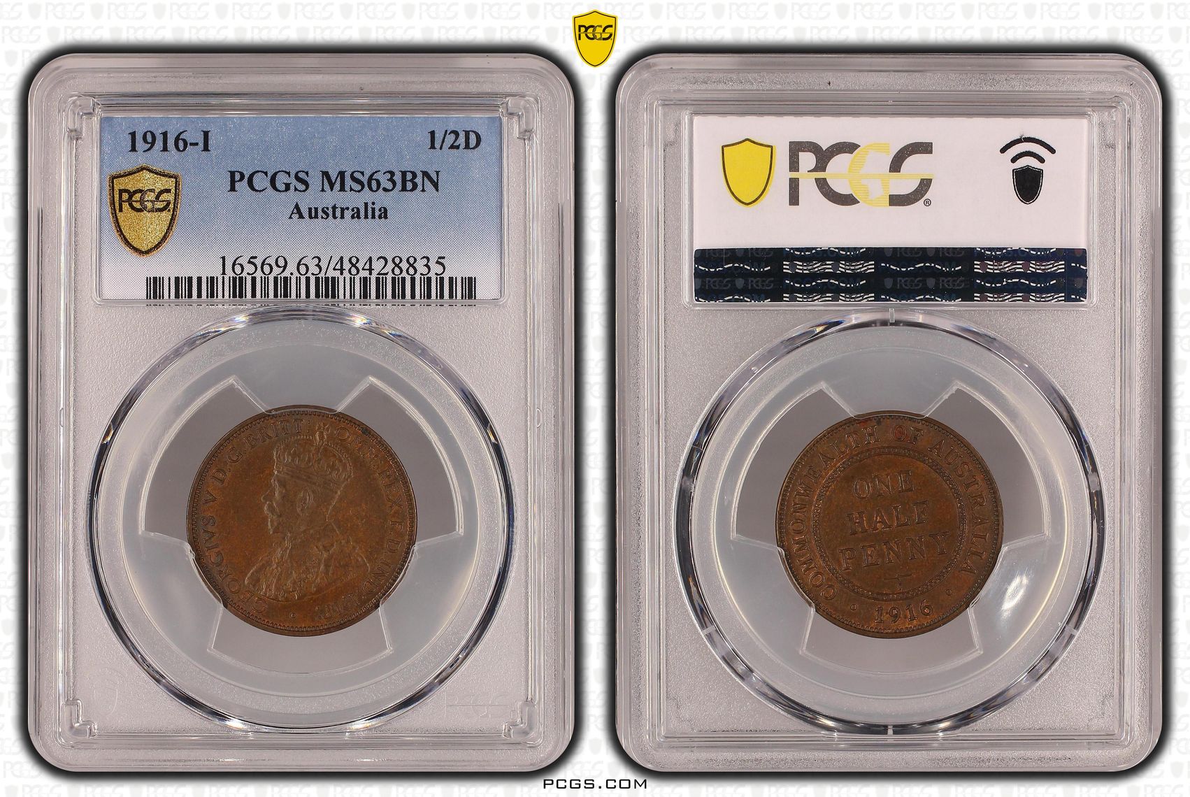 Halfpenny, 1916-I, PCGS MS 63BN