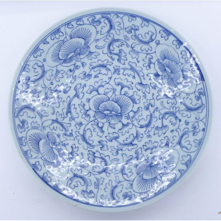 2pc Chinese Qing Blue & White Plates 7.5'' and 10''