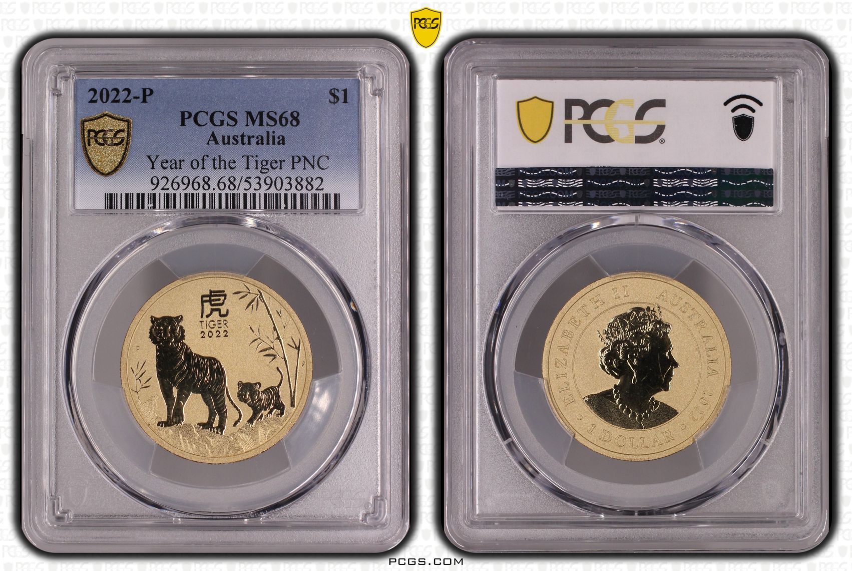 326 · Year of the Tiger PNC, One Dollar, 2022-P,  MS68
