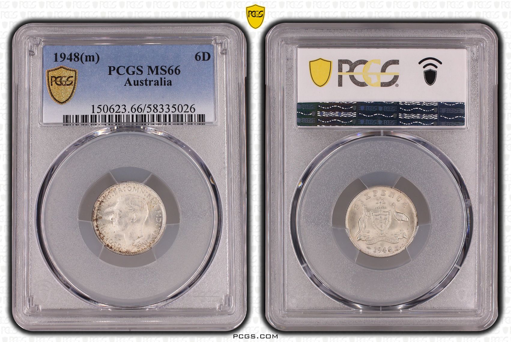 George VI, Sixpence, 1948(m), PCGS MS66