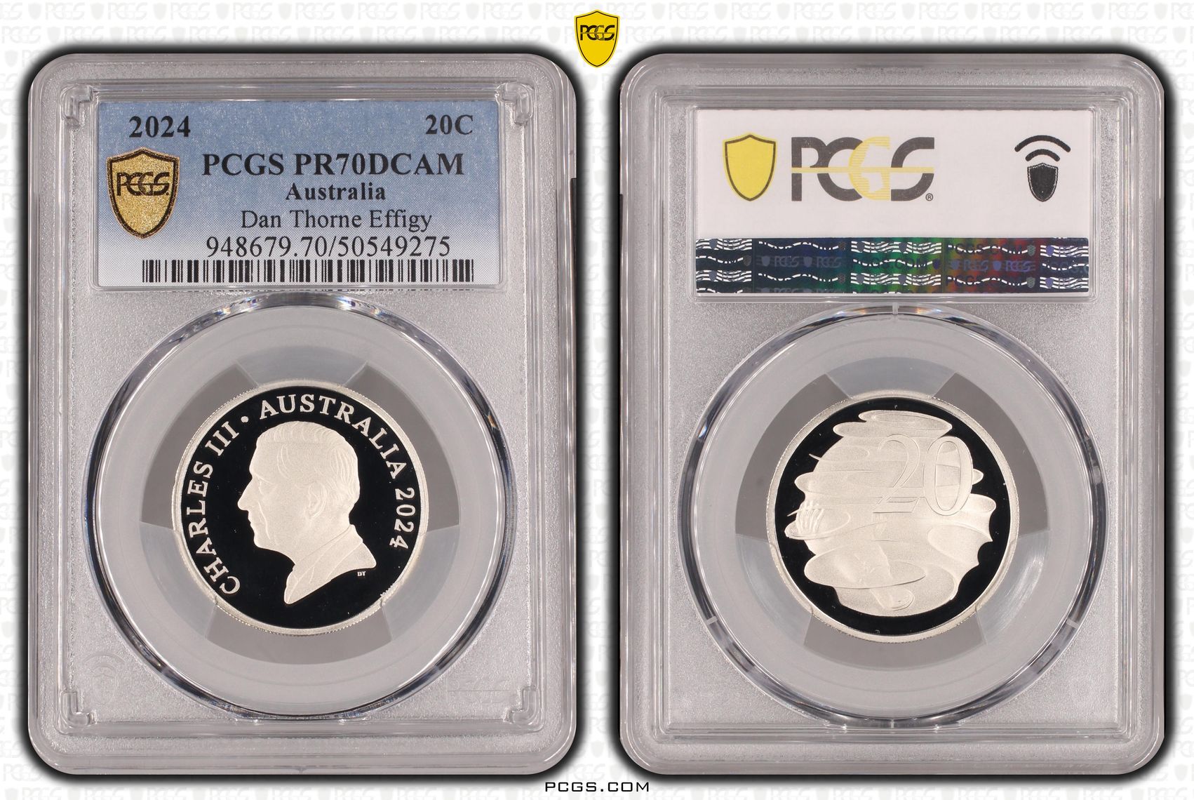 Dan Thorne Effigy, Twenty Cent, 2024, PCGS PR70DCAM