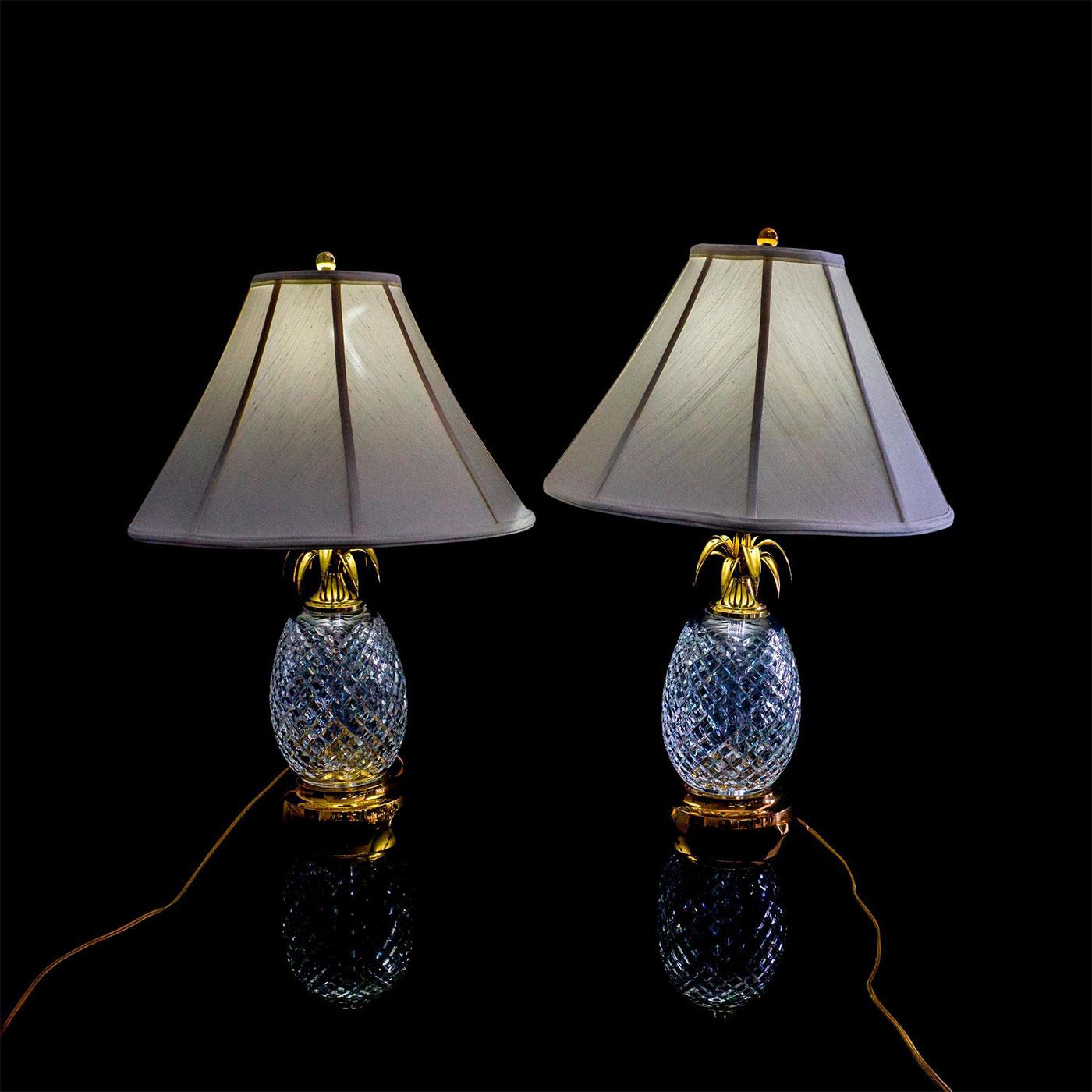 Vintage Waterford Ireland Crystal Brass Table Lamp W Tag