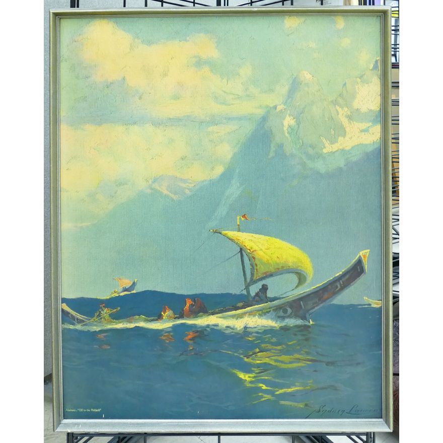 Old Sydney Laurence ''Off to the Potlatch'' Print Framed 34''x27''