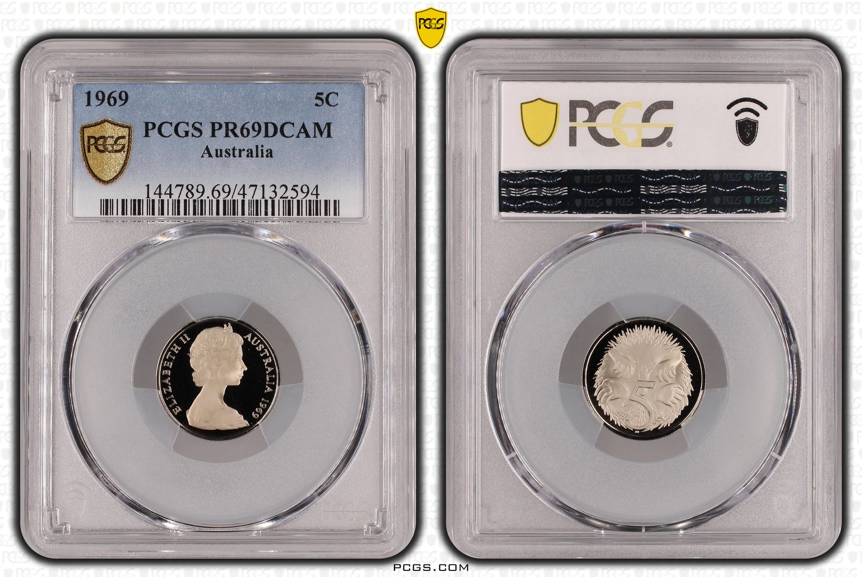 Elizabeth II, Five Cent, 1969, PCGS PR69DCAM
