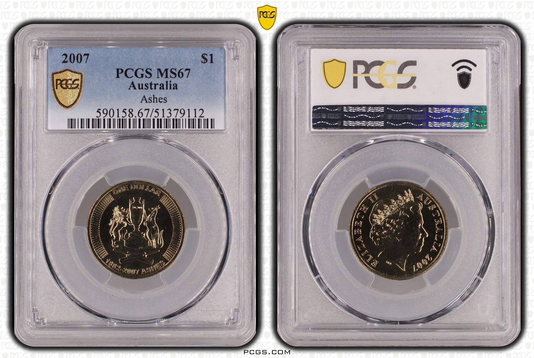 Ashes, One Dollar, 2007, PCGS MS67