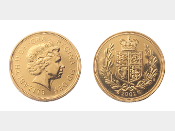 2002 Queen Elizabeth II 'One Year Type' Shield Gold Sovereign.