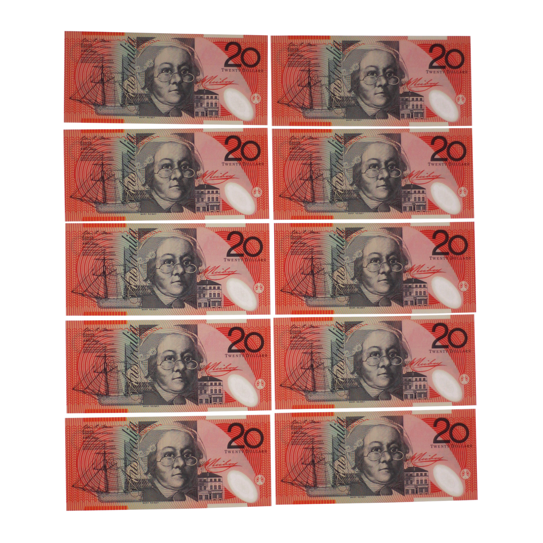 2252. · Consecutive Run, Stevens/Henry, Twenty Dollars, 2010, UNC