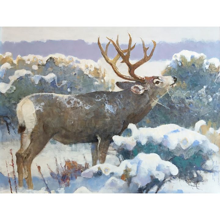 Bob Kuhn (1920-2007), Winter Browse - Mule Deer
