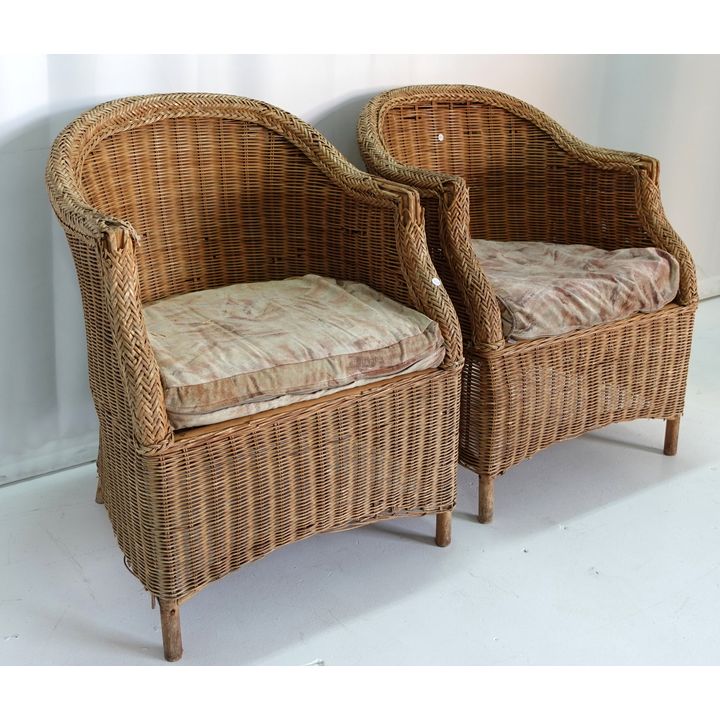 PAIR OF WICKER ARMCHAIRS