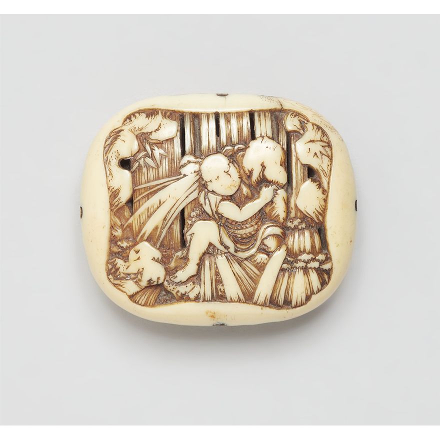 An ivory manjû of Endô Moritô. Mid-19th century