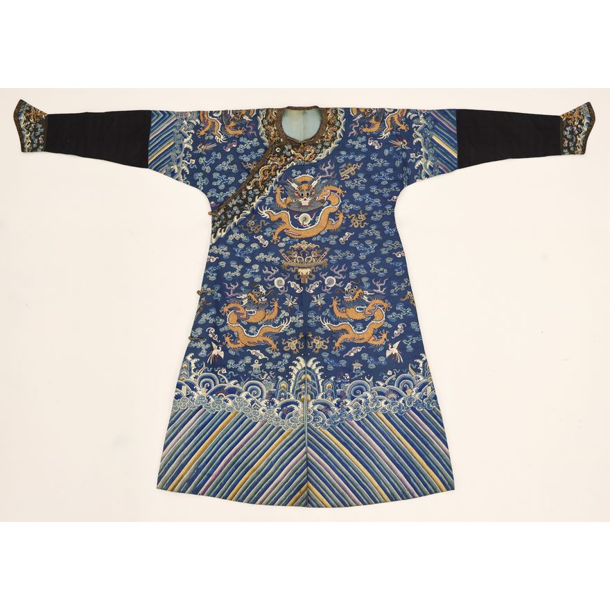 Chinese Silk Embroidered Imperial Dragon Robe