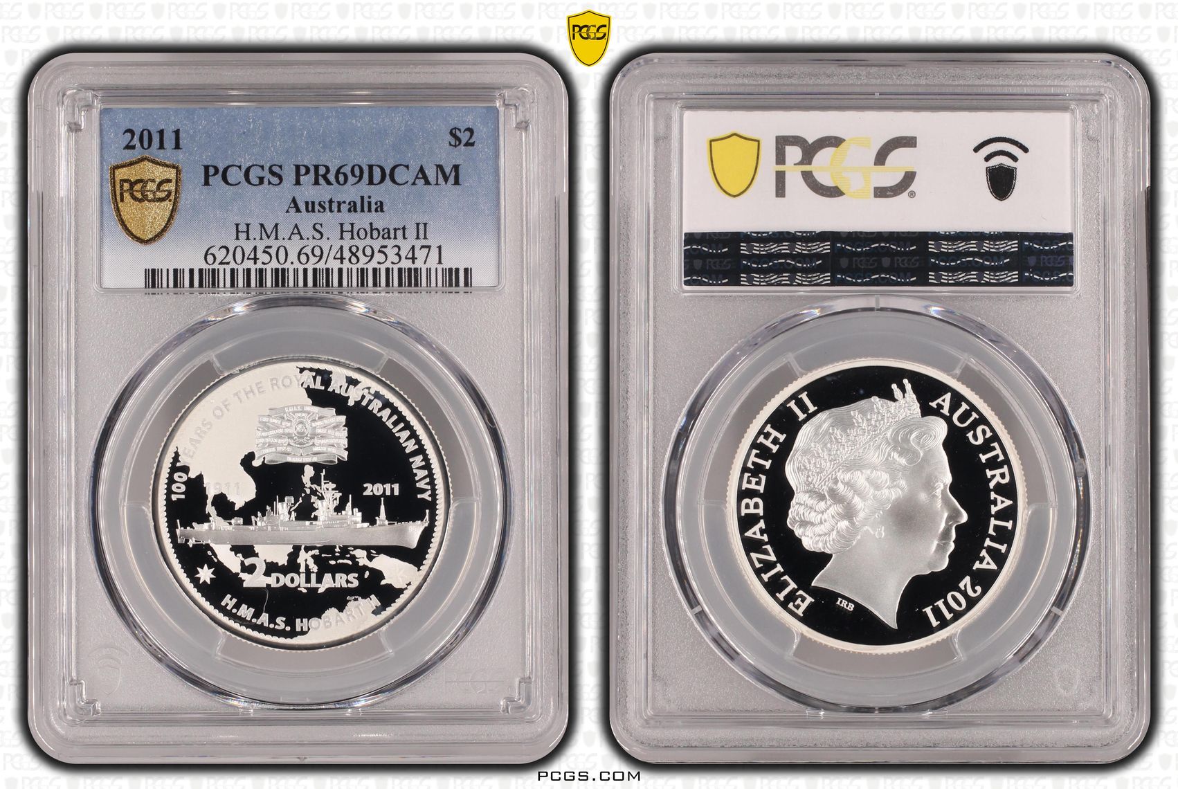 Elizabeth II, H.M.A.S. Hobart II , Two Dollar, 2011, PCGS PR69DCAM