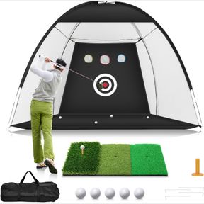 10*7FT GUECAR GOLF NET, 10X7FT PRACTICE NET WITH TRI-TURF MAT, ALL IN 1 HOME HITTING AID NETS FOR BACKYARD DRIVING CHIPPING SWING