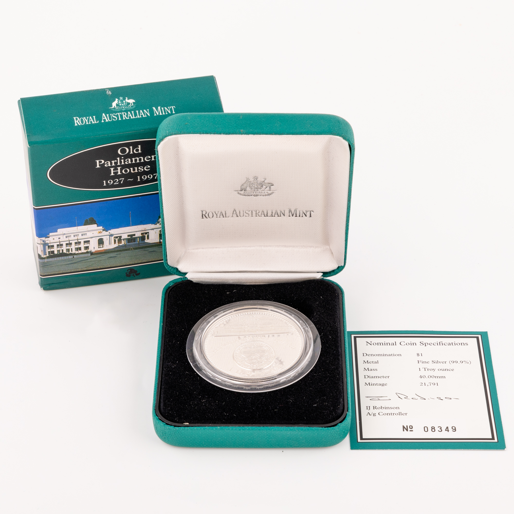 Elizabeth II, Old Parliament House Silver Proof Coin, One Dollar, 1997, UNC