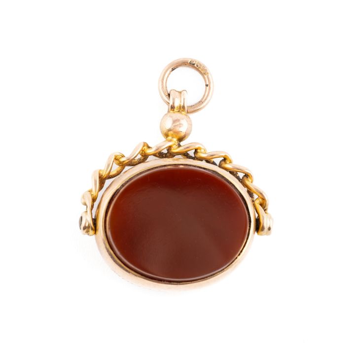 Vintage Bloodstone & Agate Spinner Pendant 9ct