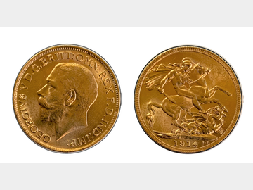 1914 King George V London Mint Gold Sovereign.