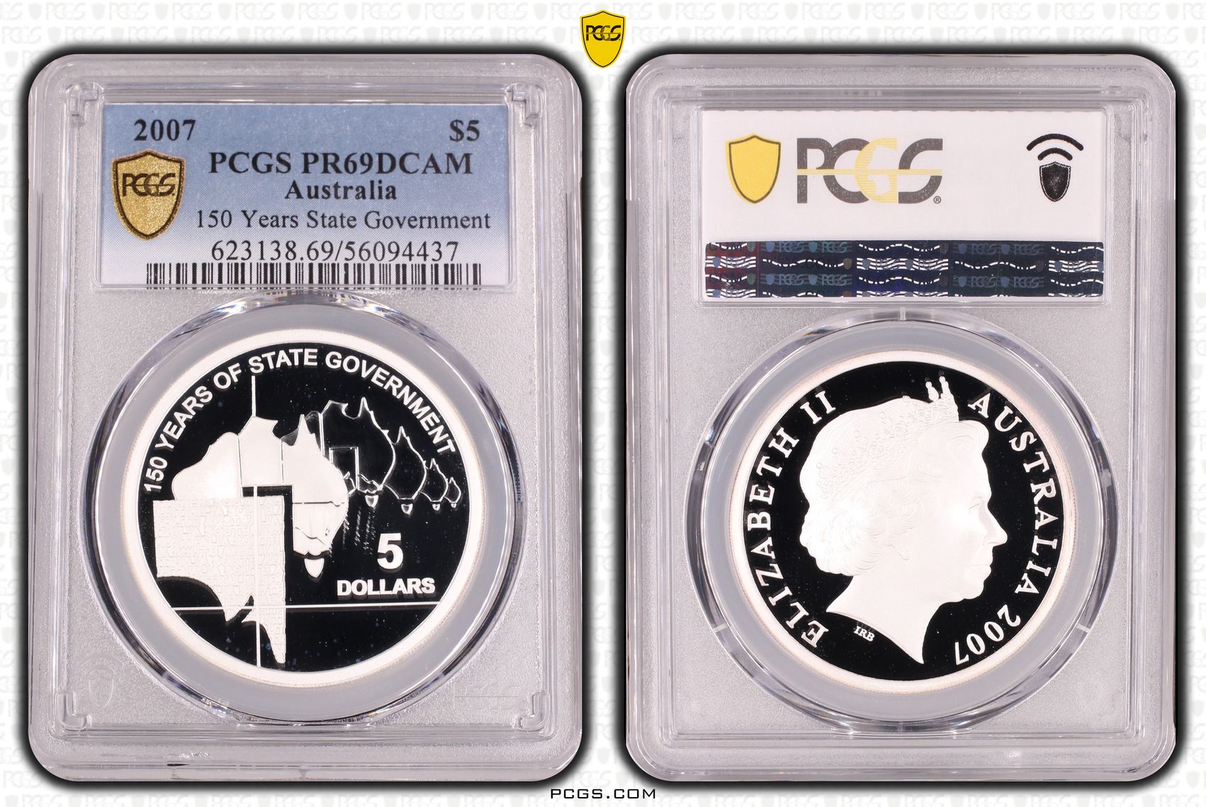 150 Years State Government, Five Dollar, 2007, PCGS PR69DCAM