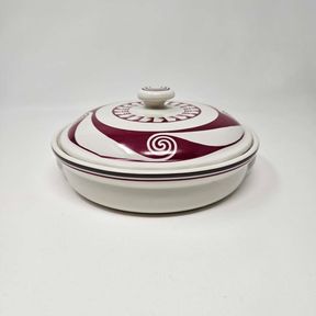 Santa Fe Dining - Ancient Mimbreno Indian Pipestone Burgundy Covered Casserole Dish #2