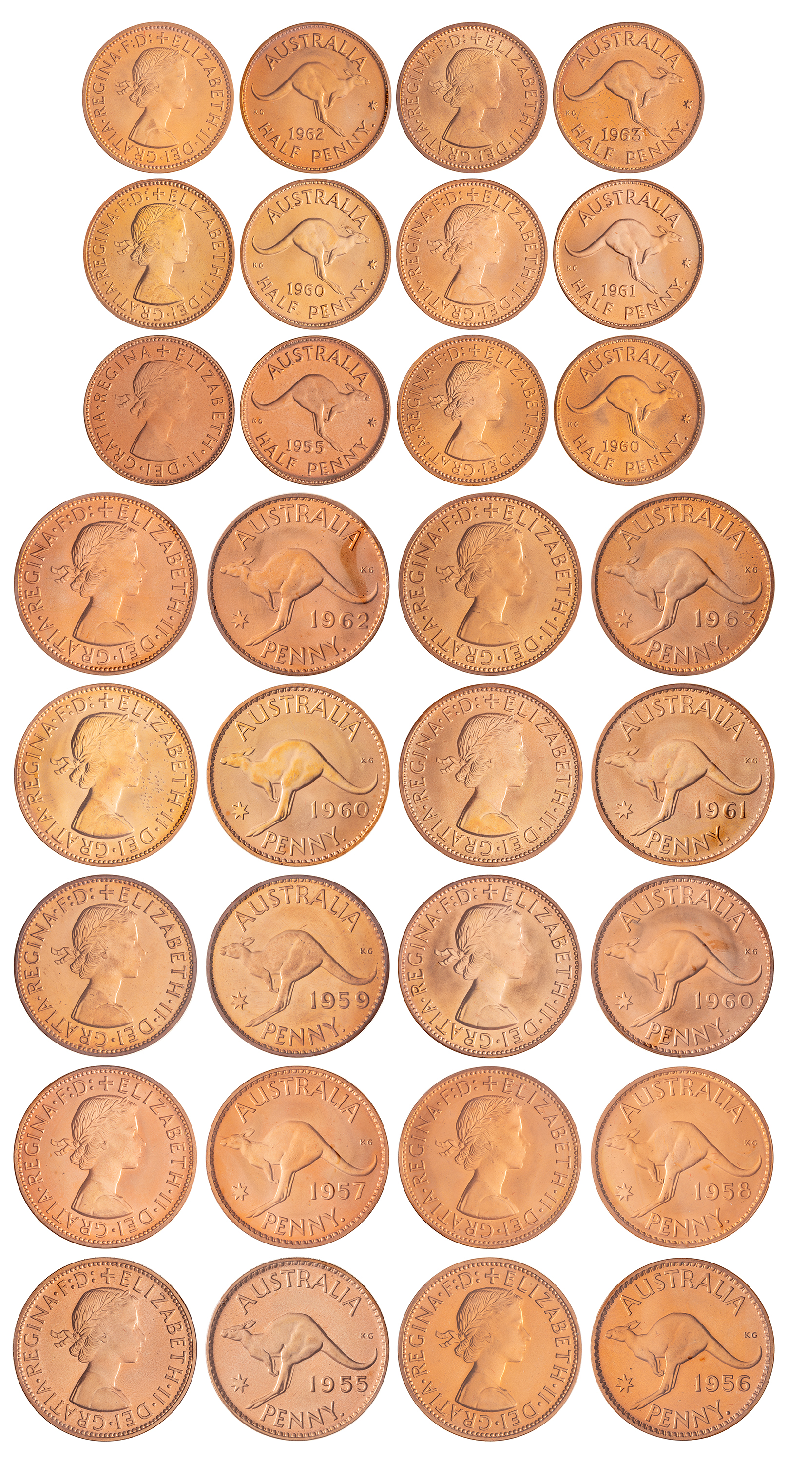 Elizabeth II, Halfpenny - Penny, 1955 - 1963-Y., FDC