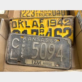 1942 Oklahoma Farm and 1969 Kansas truck license tag