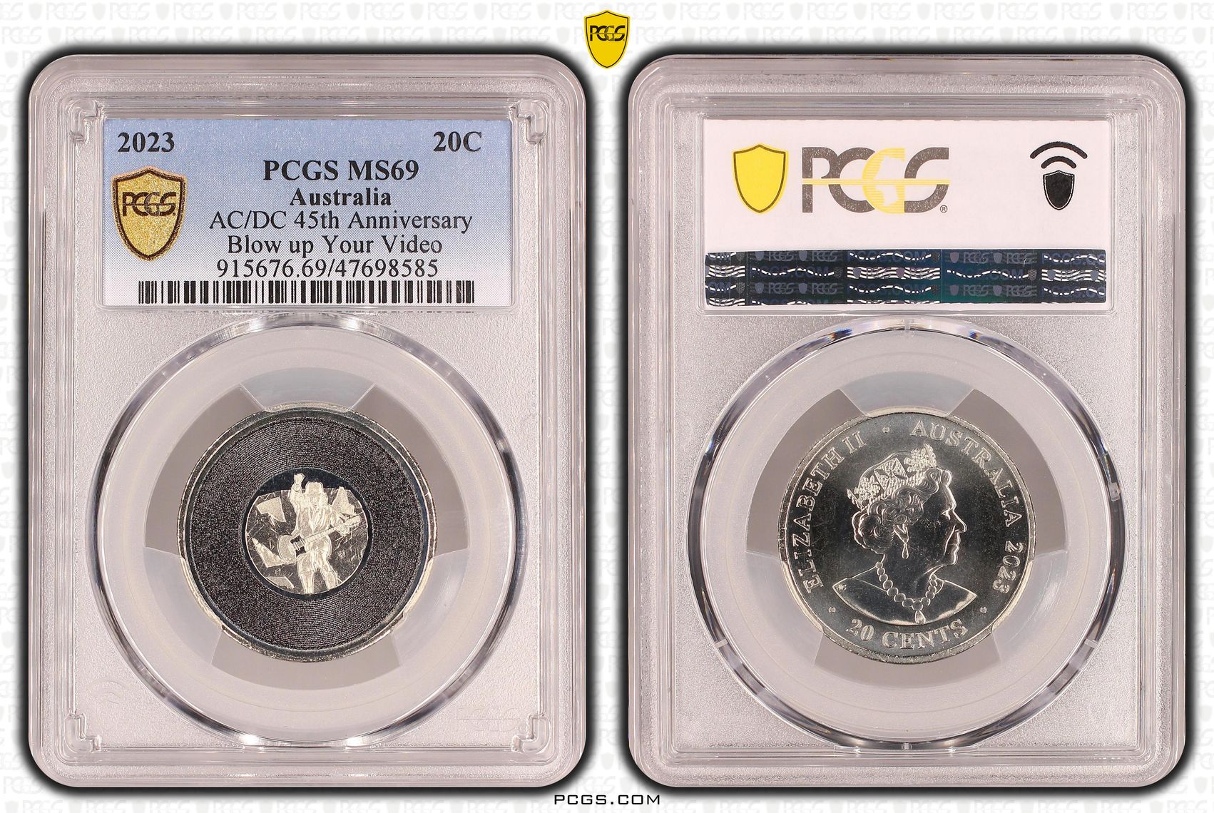 AC/DC 45th Anniversary - Blow up Your Video POP 20/0, Twenty Cent, 2023, PCGS MS69