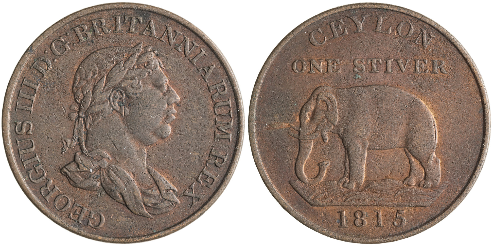 Ceylon, George III, One Stiver, 1815, VF