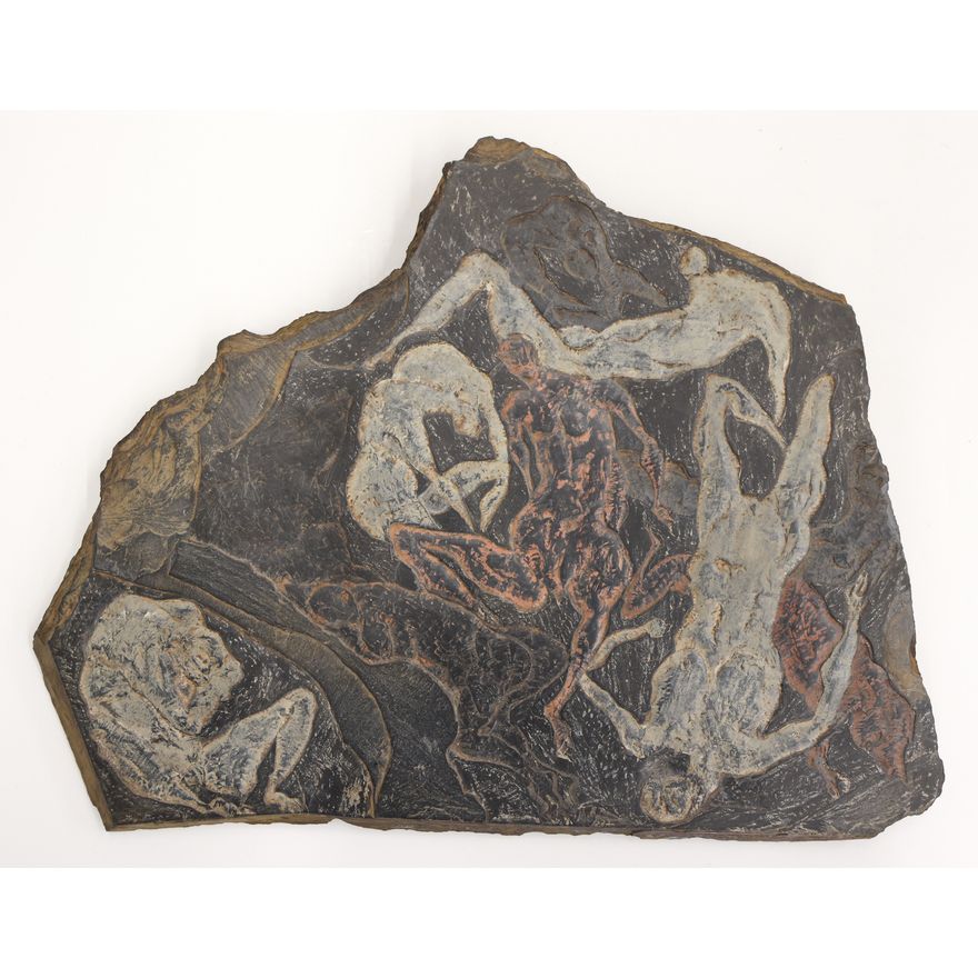 Kenneth Callahan ''Untitled'' (Figures) 1960 Carved Slate