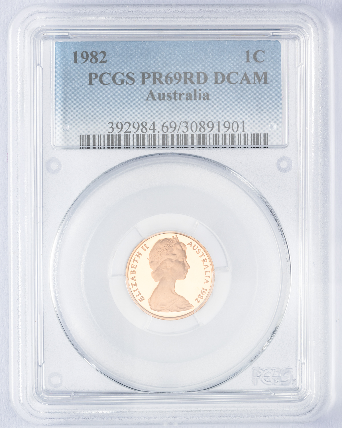 Elizabeth II, One Cent, 1982, PCGS PR69DCAM