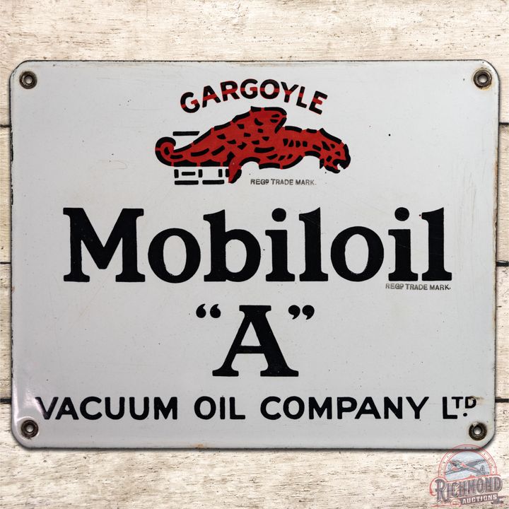 Mobiloil 'A' Vacuum Oil Company w/ Gargoyle SSP Sign - 8.75