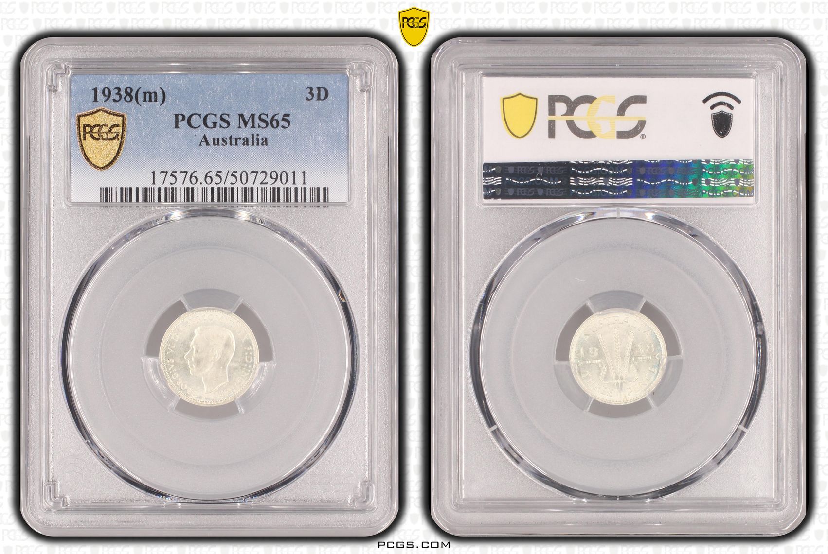 George VI, Threepence, 1938(m), PCGS MS65