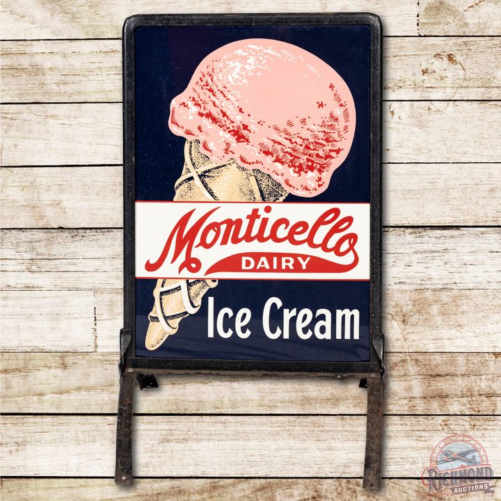 Monticello Dairy Ice Cream Metal Sidewalk Sign TAC 8.5