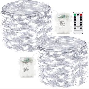 2-PACK FAIRY LIGHTS BATTERY OPERATED WITH REMOTE, WATERPROOF 33FT 100 LED BATTERY STRING LIGHTS OUTDOOR INDOOR, 8 MODES TWINKLE LI