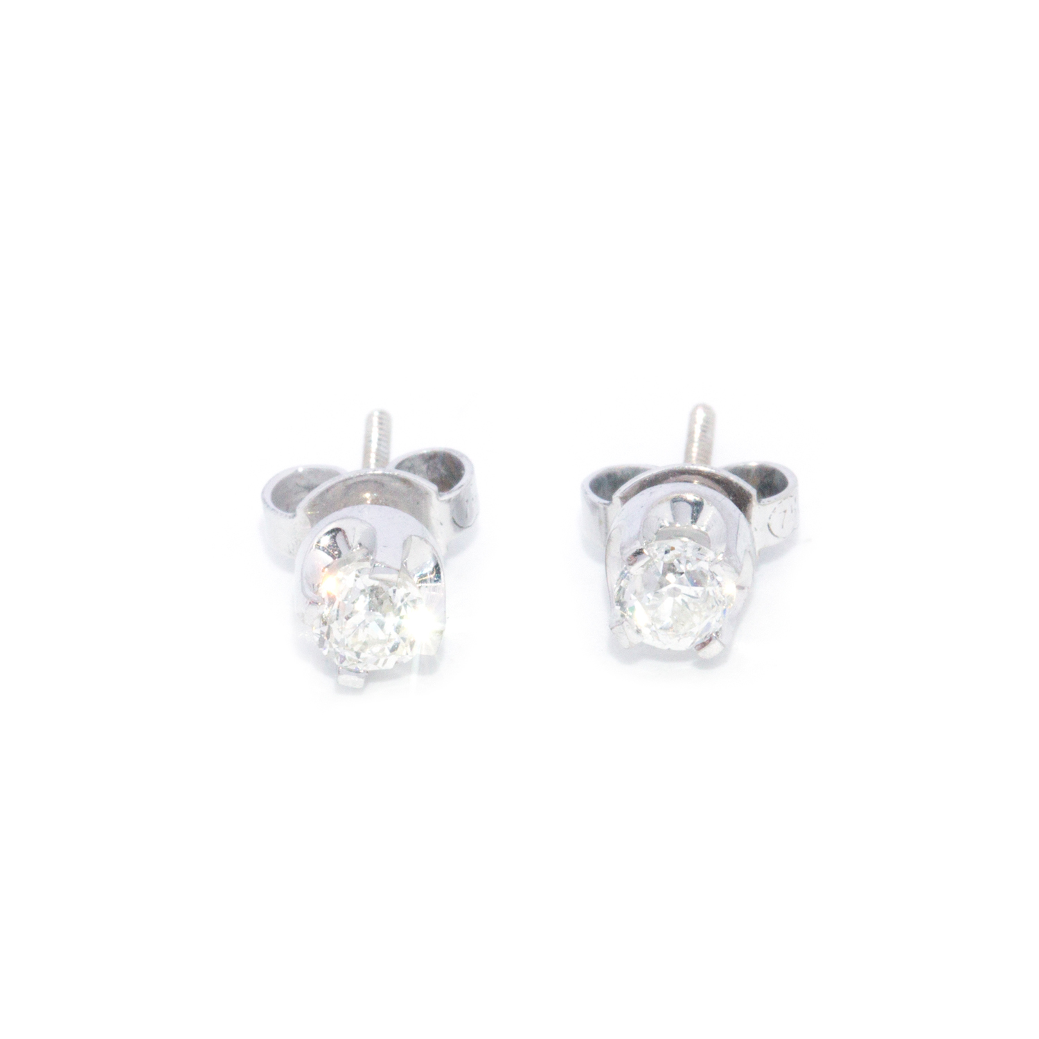 0.50 Carat Old Cut Diamond 18ct Gold Studs