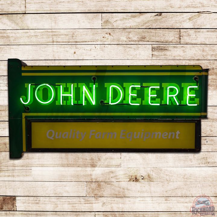 John Deere Quality Farm Equipment Double Sided Porcelain Neon Sign