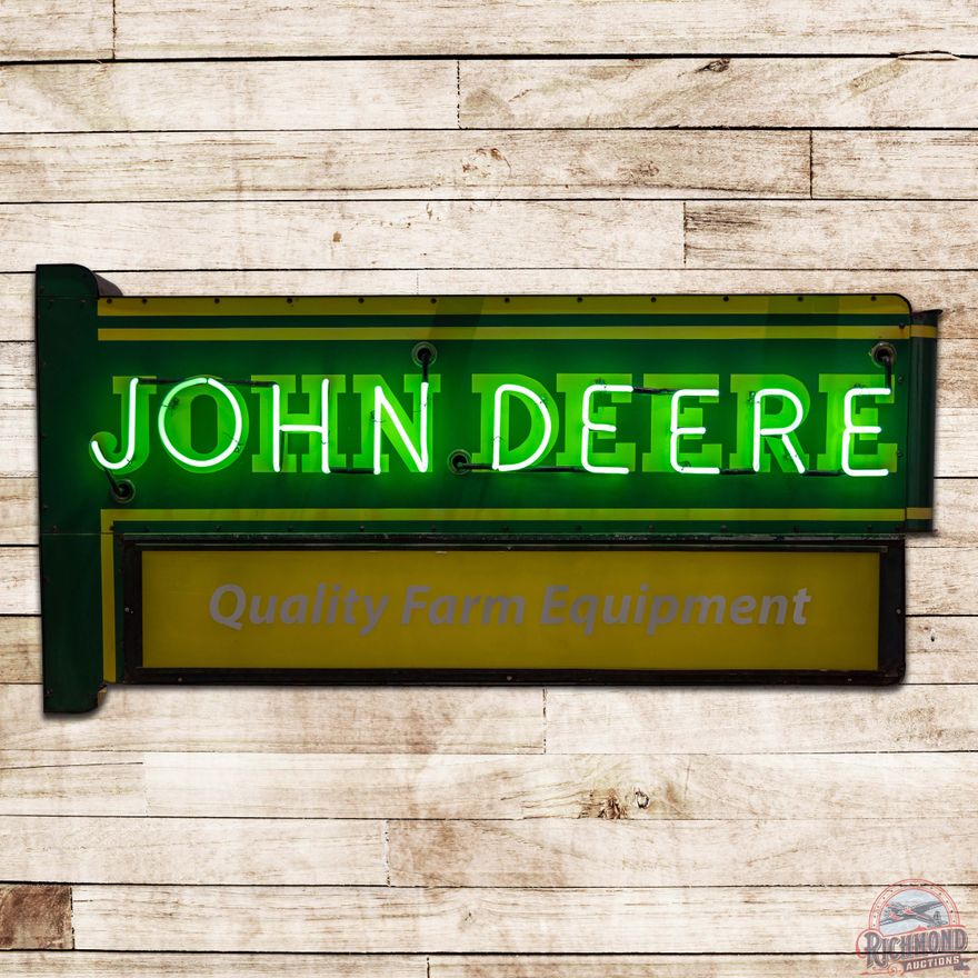 John Deere Quality Farm Equipment Double Sided Porcelain Neon Sign