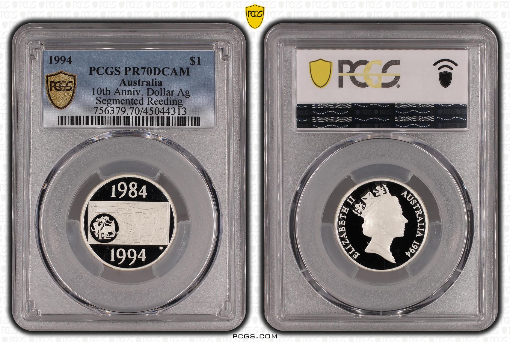 Elizabeth II, 10th Anniv. Dollar Silver, One Dollar, 1994, PCGS PR 70DCAM