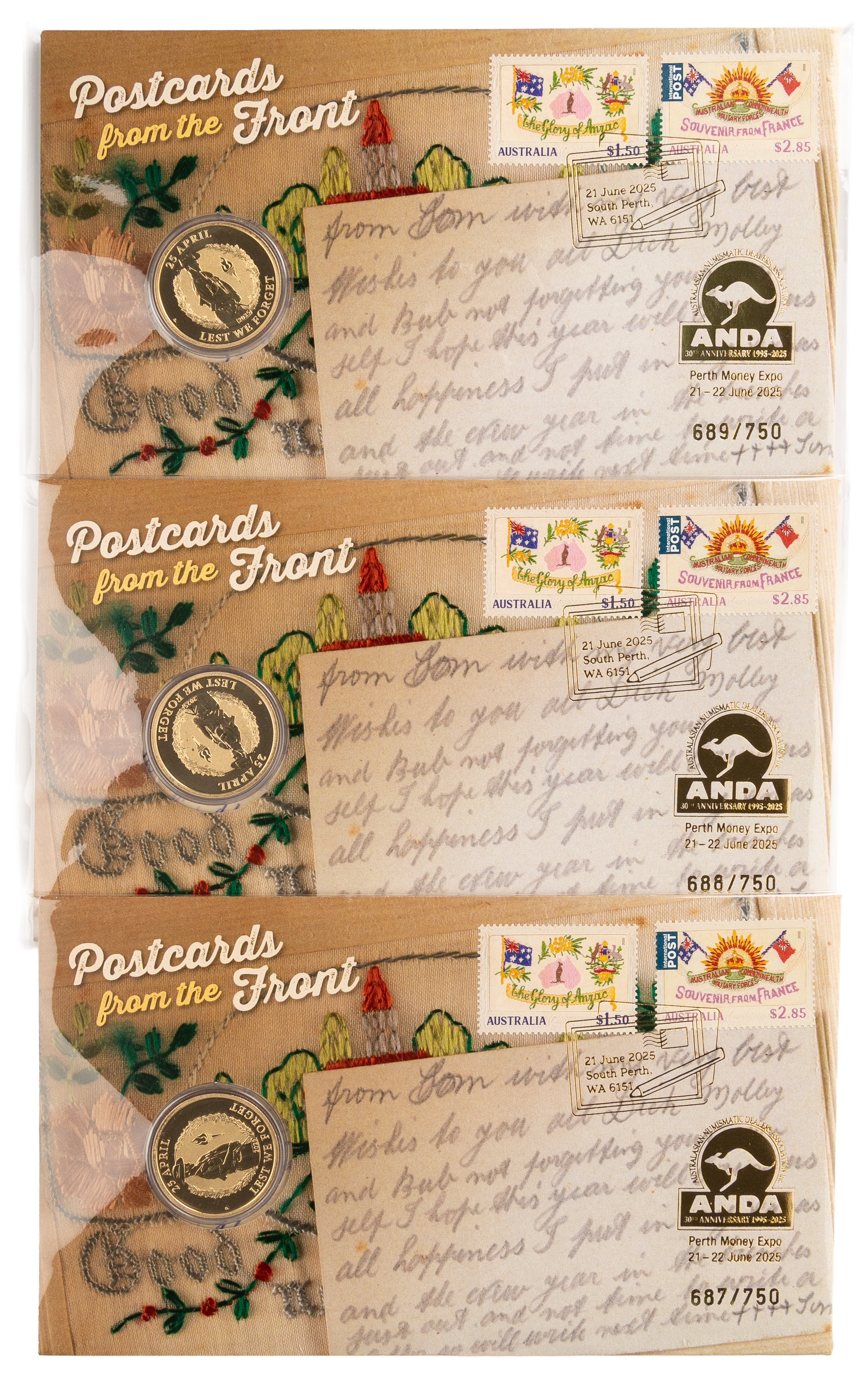 178 · Postcards from the Front  - ANDA Perth Issue, One Dollar, 2025,  UNC