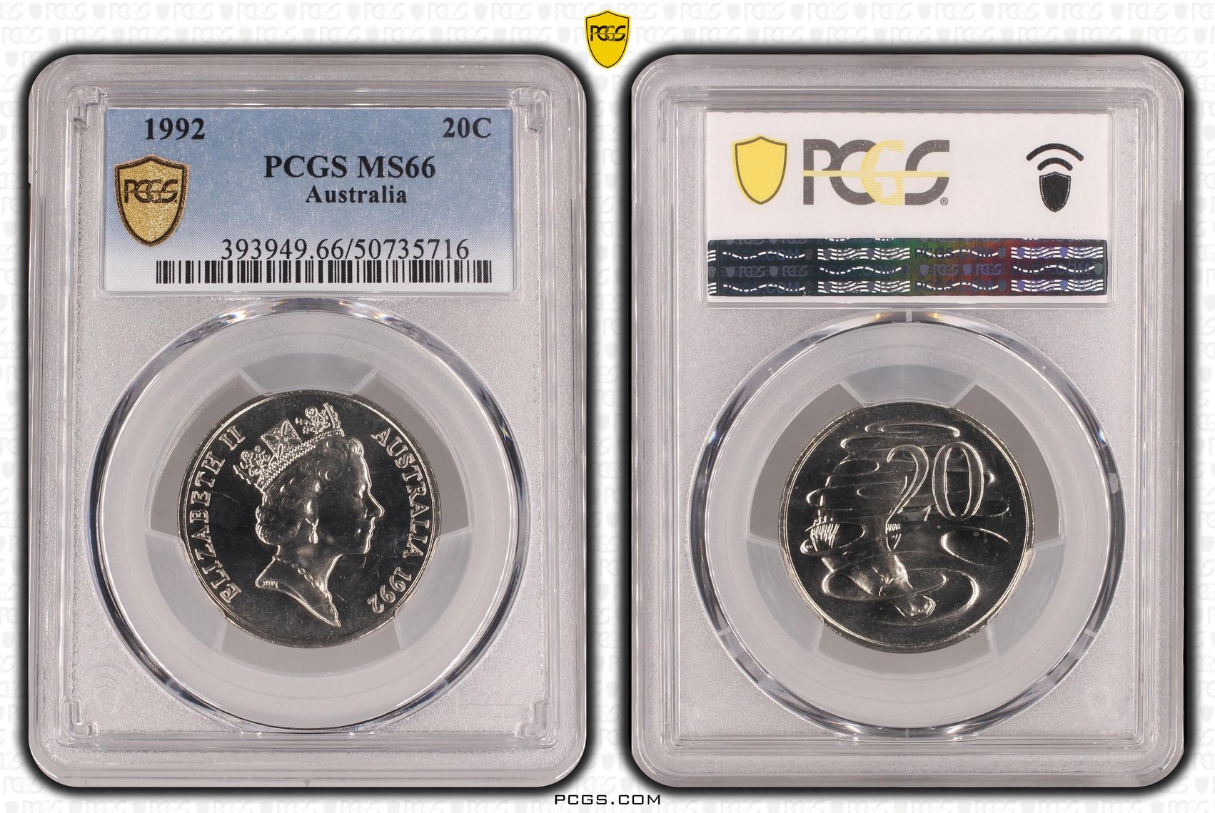Twenty Cent, 1992, PCGS MS66
