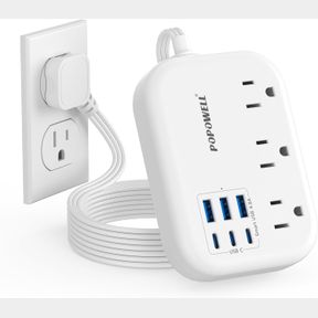 6 USB POWER STRIP- TRAVEL POWER STRIP WITH 3 OUTLETS AND 6 USB(3 USB C) 24W/4.8A CHARGING PORTS FOR IPHONE 15, 3 FT SMALL EXTENSIO