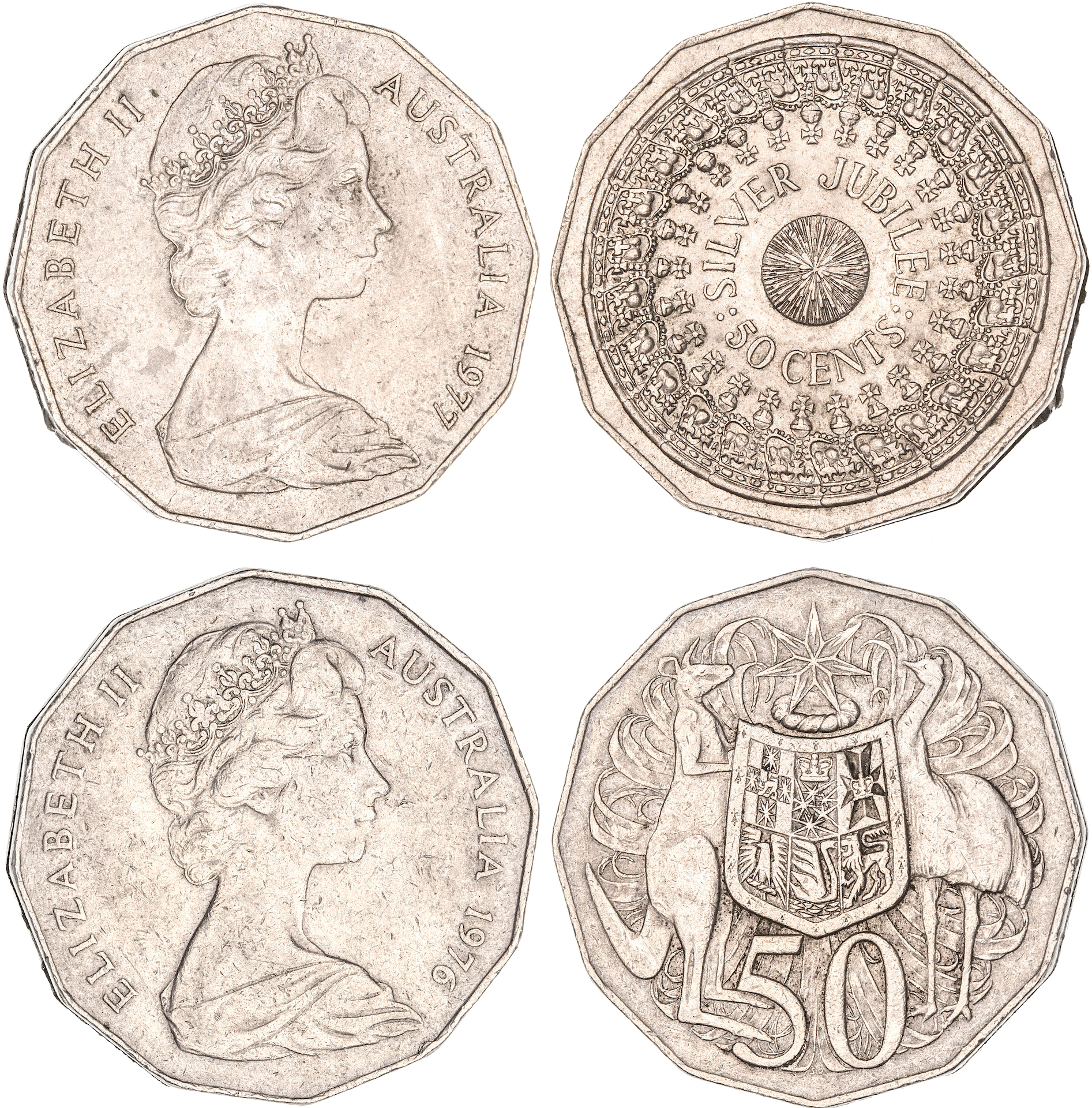 Elizabeth II, Fifty Cents, 1976 & 1977, VF