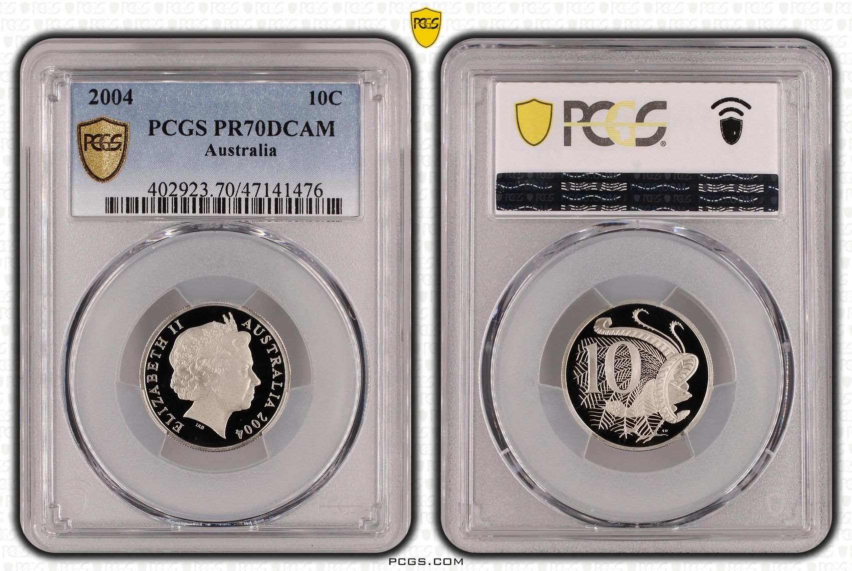Elizabeth II, Ten Cent, 2004, PCGS PR70DCAM
